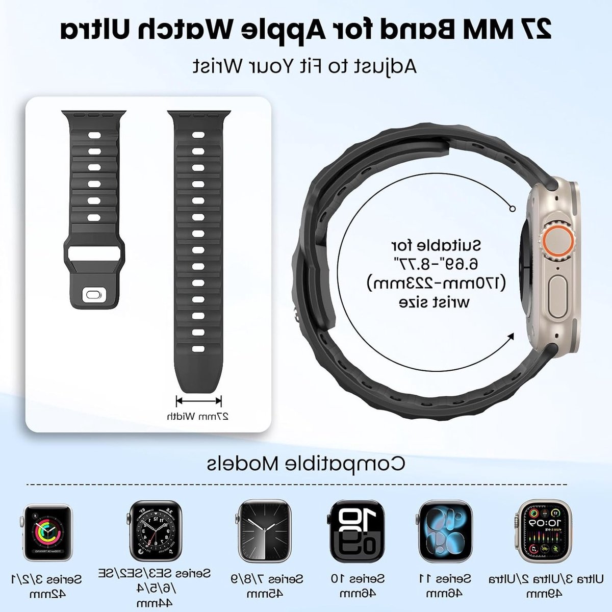 6-Pack Sportband voor Apple Watch Ultra 2 en Series 1-10, Waterdichte Silicone Armband voor Mannen en Vrouwen, Comfortabel en Duurzaam