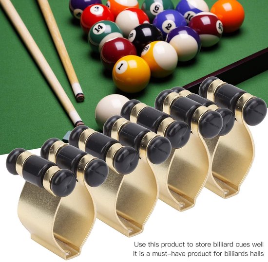 Dailygoods- Biljartkeu Houder - Muurbeugel - 4 Stuks - Hoogwaardige Ijzeren Constructie - Eenvoudig te Installeren - Efficiënte Opslag - Pool Cue Holder van Dailygoods — afbeelding 2