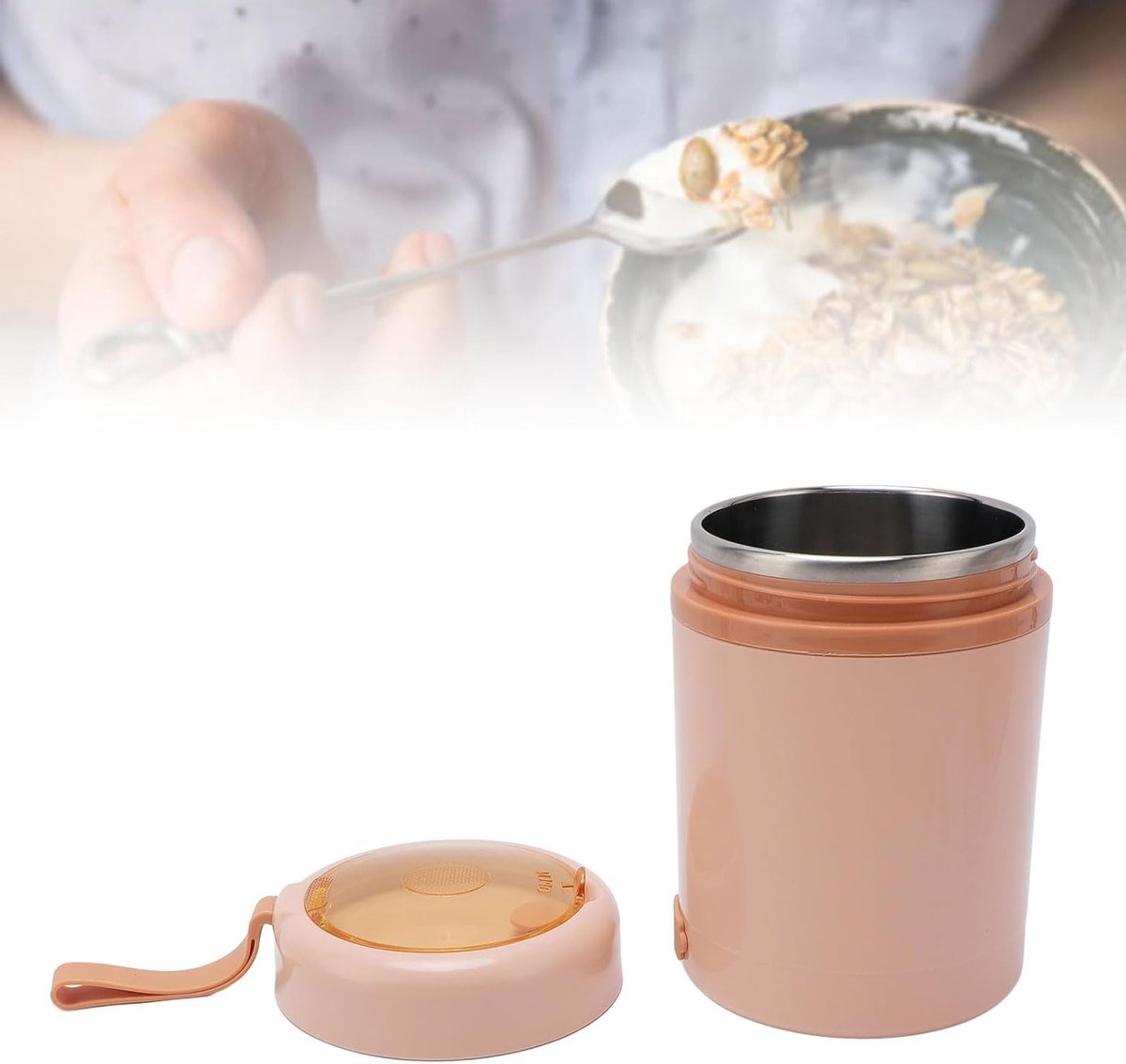 Draagbare Elektrische Lunchbox voor het Verwarmen van Voedsel, RVS Zelfverwarmende Maaltijdcontainer met Lepel, Ideaal voor Werk en Reizen — cadeau in Kookcadeaus - foto 2