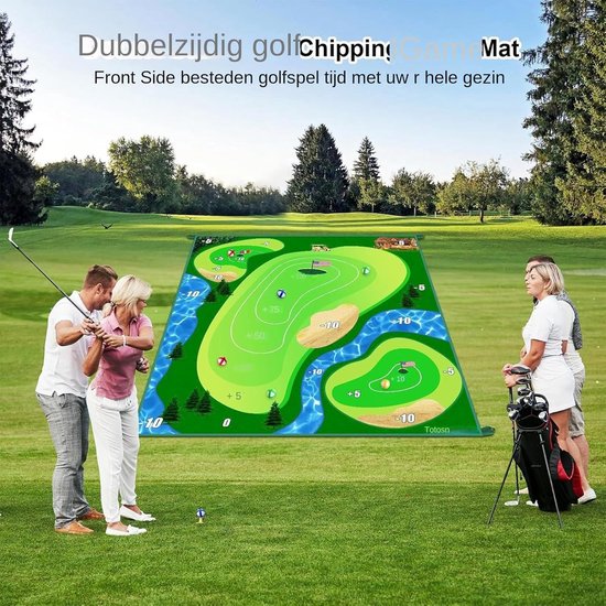 Golf Chipspel - Oefenmat Golf - Golfvaardigheid Verbeteren - Dubbelzijdig Spel - 180x150cm - Groen van GOLF — afbeelding 4