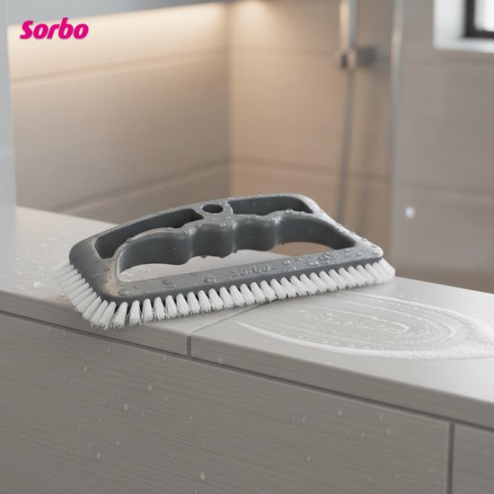 Badkamer Borstel - Voegen Reiniger - Tegels Schoonmaken - Ergonomische Handgreep - Nylon Borstelharen - Grijs — afbeelding 4