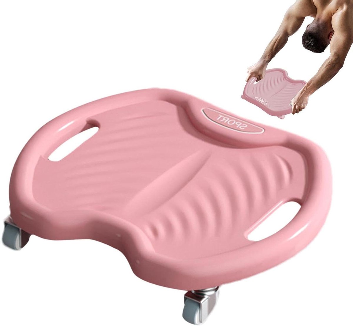 Buikspierwiel - Fitnesswiel - Kracht opbouwen - 360 graden rotatie - Vier wielen - Roze