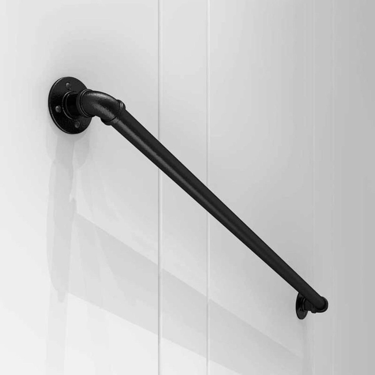 Trap leuning pakket - Wandbeugel steun - Veilig traplopen - Smeedijzer gegalvaniseerd - 350cm lengte - Zwart