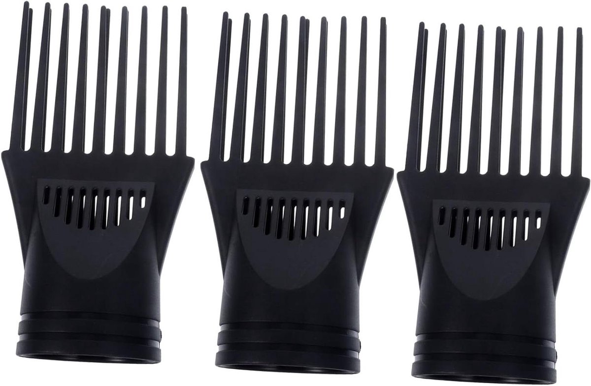 Styling Föhn Kam - Wind Kam Set - Haar Stylen - 3-delige Opzetstukken - Verschillende Maten - Zwart
