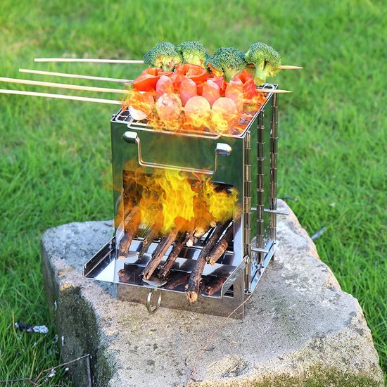 Dailygoody - Opvouwbare houtkachel - Roestvrijstalen barbecue - Compact en lichtgewicht - Voor buiten - Ideaal voor kamperen en picknicken - Gesch... — afbeelding 4