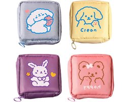 STARRY G 4 stuks maandverband, maandverband opbergtas, draagbare periode maandverband zakje, tampon houder case voor tiener meisjes vrouwen, handtas kleine zakjes voor sundries, lippenstift - 4 gemengde kleuren