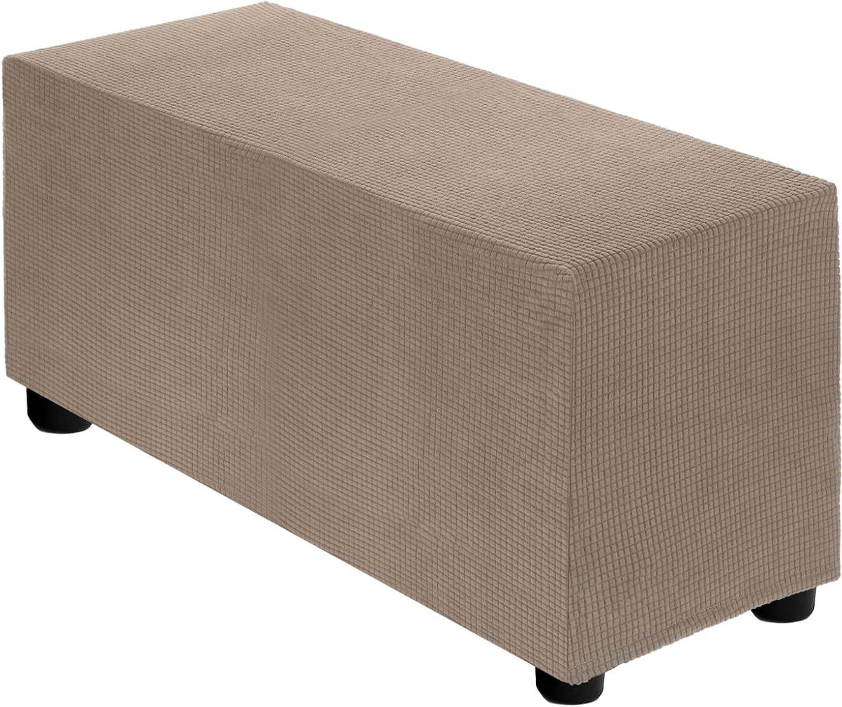 Poufhoes Stretchy - Voetenbank Overtrek - Woonkamer Decoratie - Eenvoudige Installatie - 83-101cm - Khaki