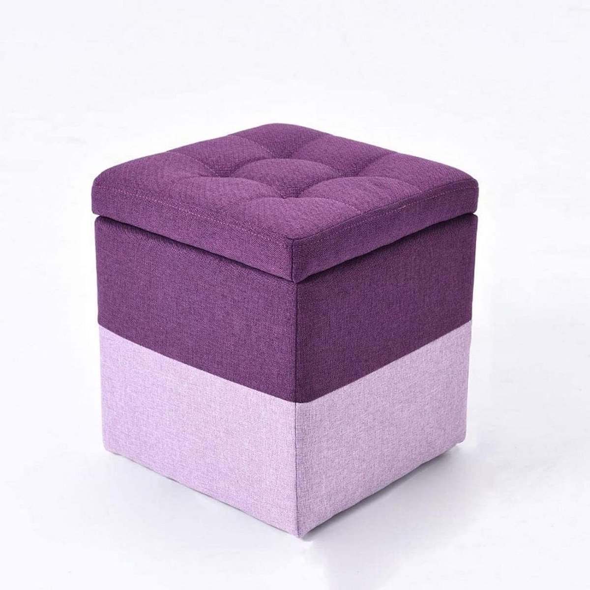 Voetenbank Opslag - Ottomaanse Poef - Extra Zitplaats - Wasbaar Deksel - 30x30x35cm - Paars