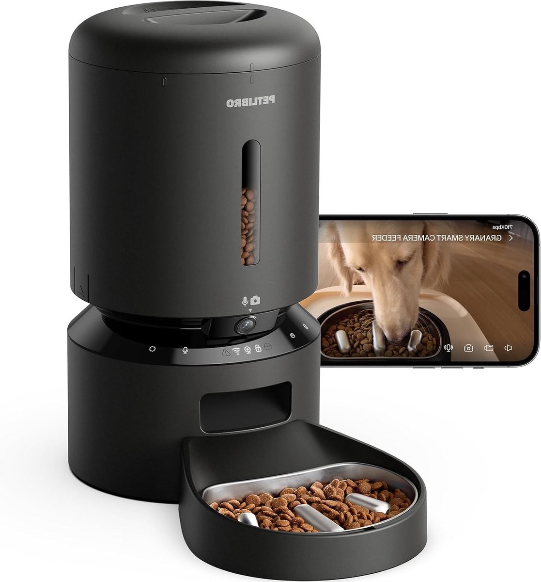 Automatische Kattenvoederdispenser met Camera, 1080p Video, Afneembare Langzame Voerkom en WiFi Verbinding voor Hondenvoer