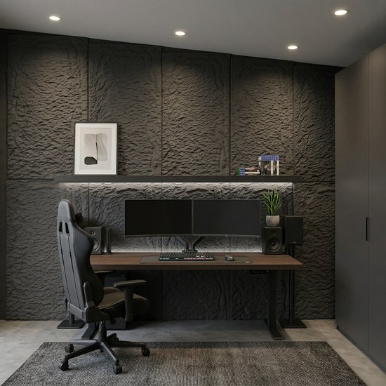 3D Muurpaneel Steenlook 120x60x5 cm, 3 Stuks PU Zelfklevende Wandbekleding, Waterdicht Steenpaneel voor Keuken, Badkamer & Woonkamer, Type B - Mat Zwart - NAIZY