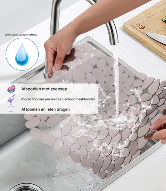 Tapis de comptoir Grijs ( lot de 2) - Protection d'évier en PVC 40 x 30 cm - Tapis antidérapant à picots pour Cuisine et salle de bain - Imperméable - Facile à nettoyer et à Montagnes
