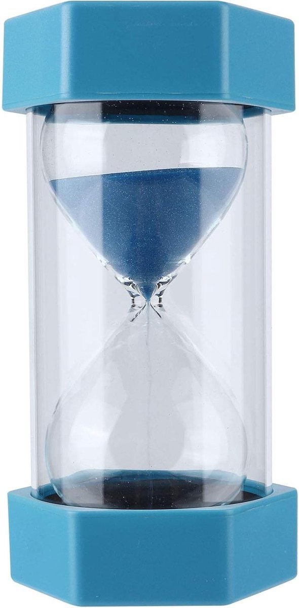 Zandloper Timer - Zeshoekige Zandloper - Tijd Beheren - Decoratief Hulpmiddel - 16 cm Hoog - Blauw