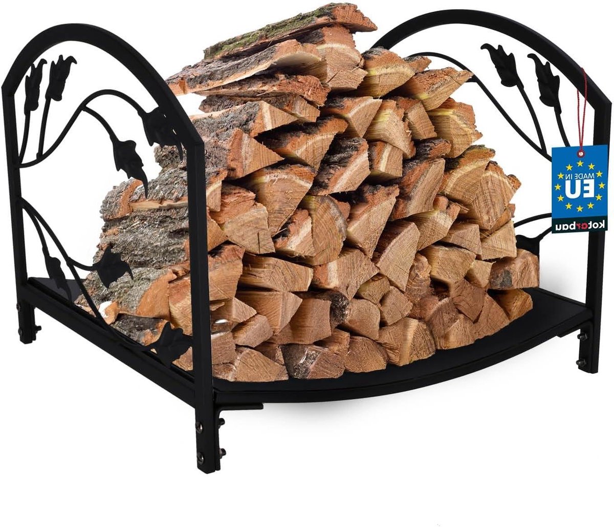 Brandhoutrek - Houtopslag - Haardhout Opslag - Stevige metalen constructie - 37 x 40 x 31 cm - Zwart