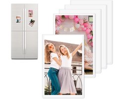 5 Pieces Mini Magnetic Photo Frames, 9.3×6.3cm Personalized Photo Frames Fridge Magnet, Magnetic Photo Frame for Refrigerators, Cabinets, Whiteboards and Other Metal Surfaces (White)
