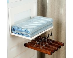 DEWEL Magnetisch wasmachine-rek, opvouwbaar magnetisch rek, wasmachine-rek, wasmachine-handdoek, uittrekbaar, plank voor vuile kleding, draagkracht 2kg, wit, 40 x 25 cm
