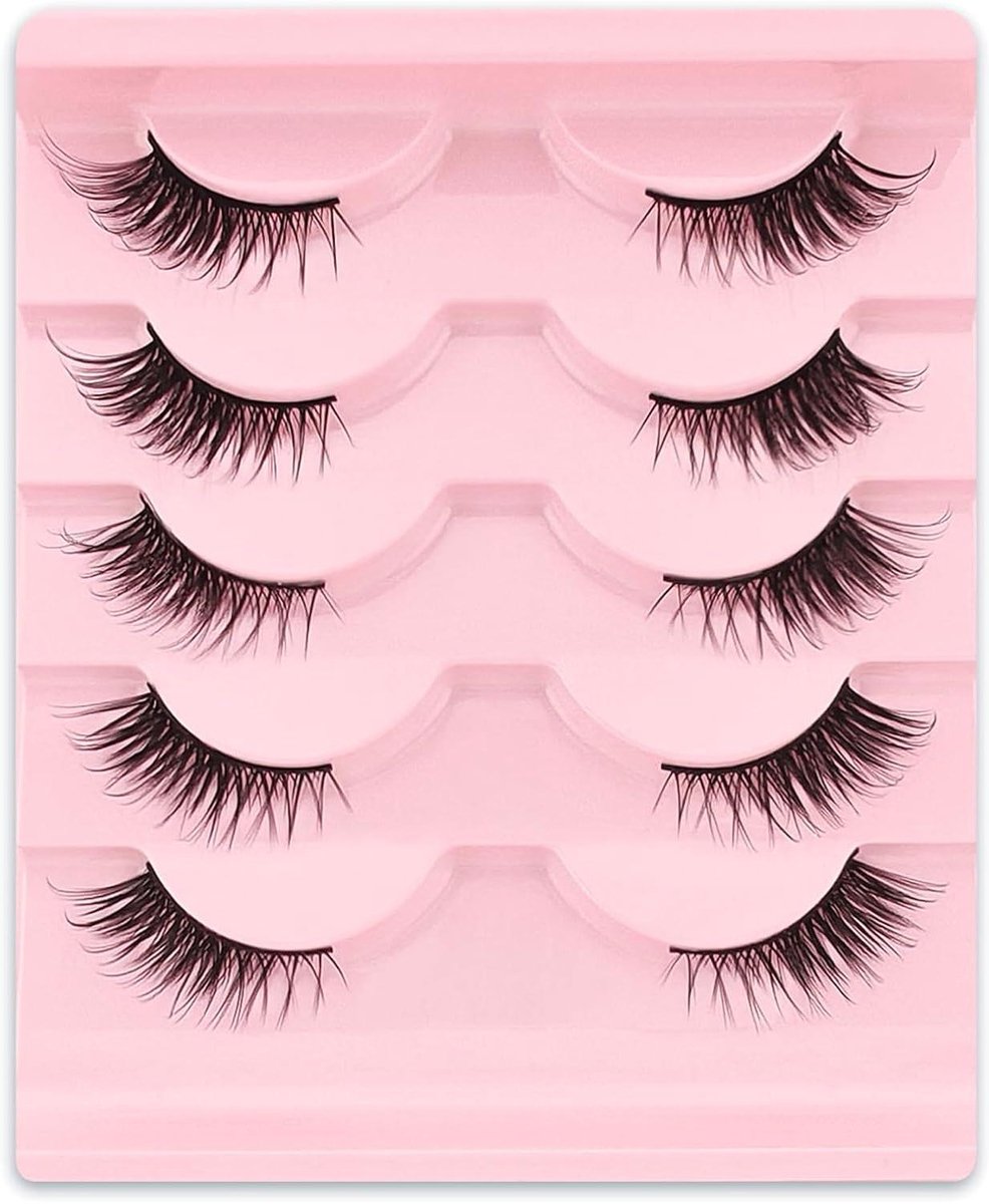 Halve Wimpers - Kunstwimpers Set - Natuurlijke Look Creëren - Handgemaakte Vezels - 5 Paar - Zwart