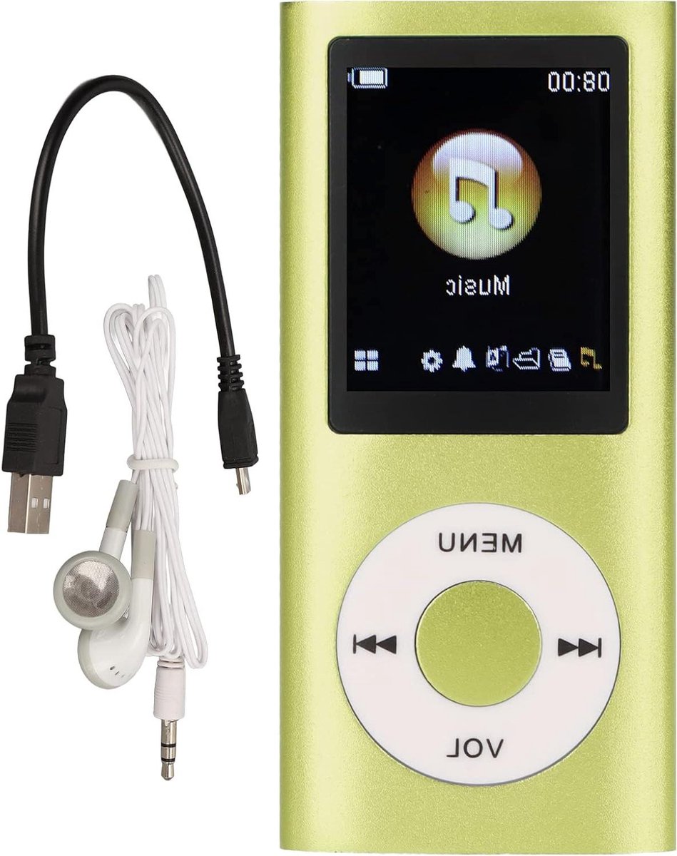 Draagbare MP3-speler - Muziekspeler - Muziek Luisteren - Verliesvrije Geluidskwaliteit - 18 Inch Scherm - Groente