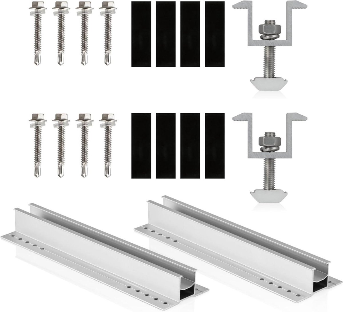 Zonnepaneel Houder - Montage Kit - Energie Opwekken - Universeel Verstelbaar - 30 cm Rail - Zilver