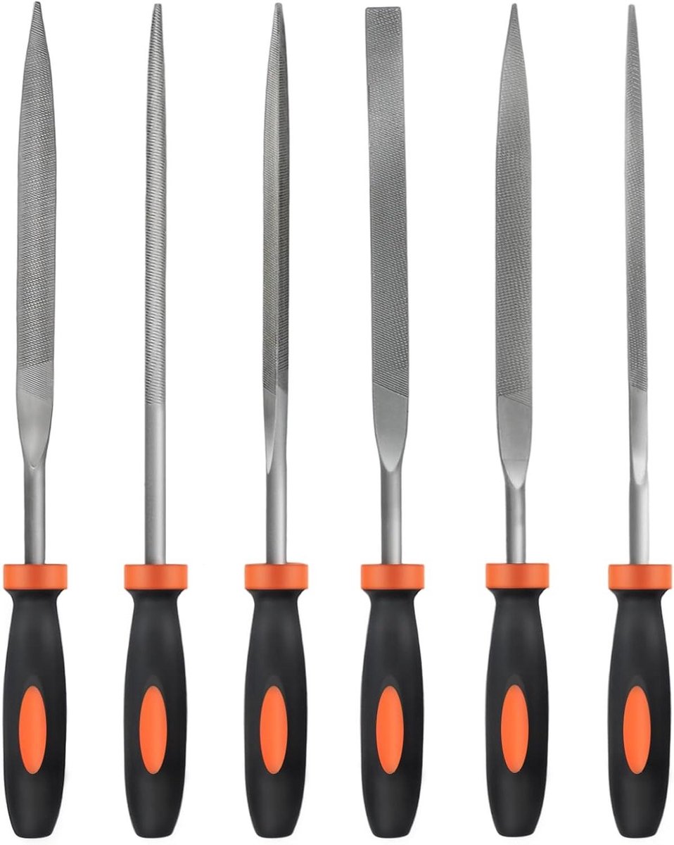 Naaldvijlenset 6-Delig - Mini Vijlen - Precisie Werk - Gehard Legeringsstaal - 4x160 mm - Oranje
