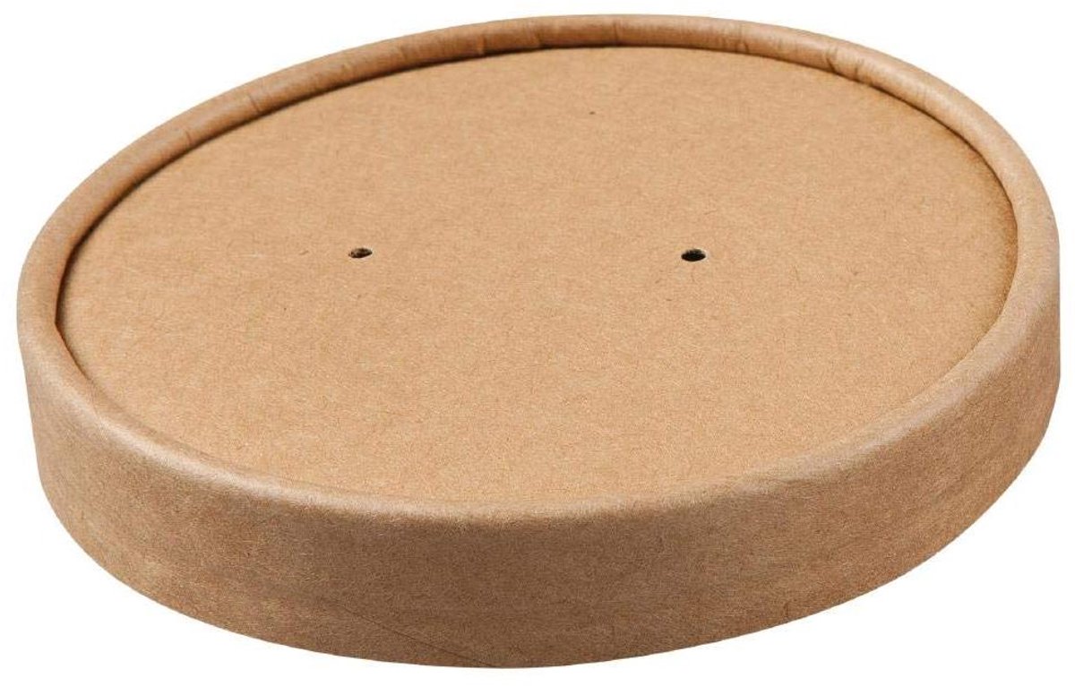 Soepbeker Deksel - Deksel voor bekers - Meenemen van voedsel - Recyclebaar kraftmateriaal - 500 stuks - Kraft
