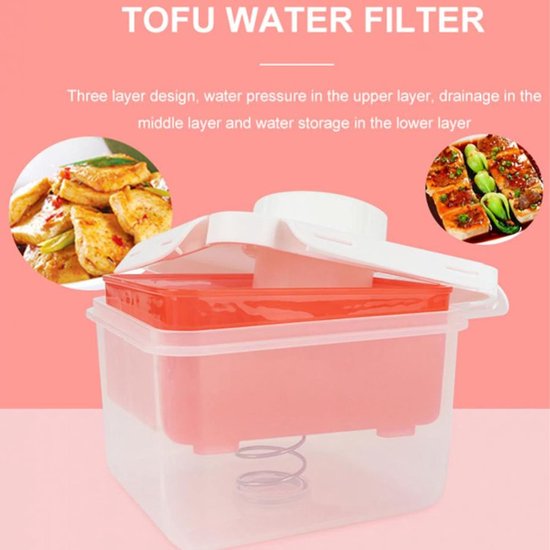 Tofu Pers - Tofu Maker - Maaltijd Voorbereiding - Automatisch Persen - 16 x 14 x 14 cm - Wit — afbeelding 3