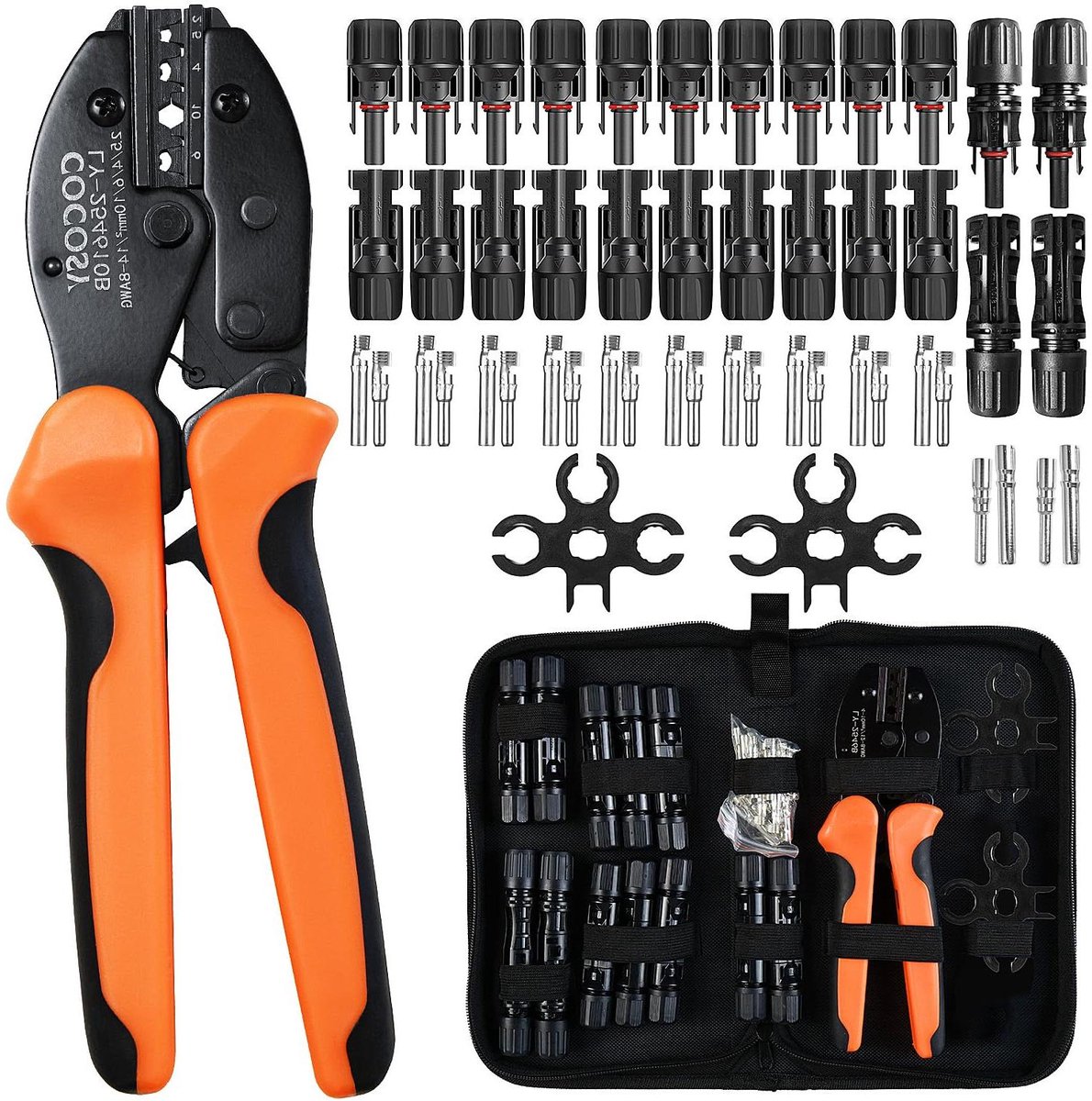 Krimptang Zonnepanelen - PV Connector Tool - Installatie Zonne-energie - Precisie Ratelmechanisme - 4-10 mm² - Zwart