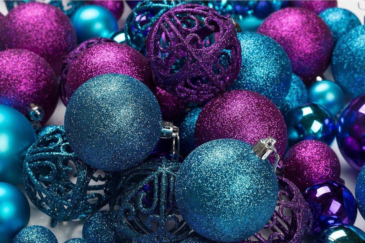 Kerstballen Set - Hangende Ornamenten - Kerstboom Versieren - Onbreekbaar Materiaal - 100 Stuks - Blauw & Paars