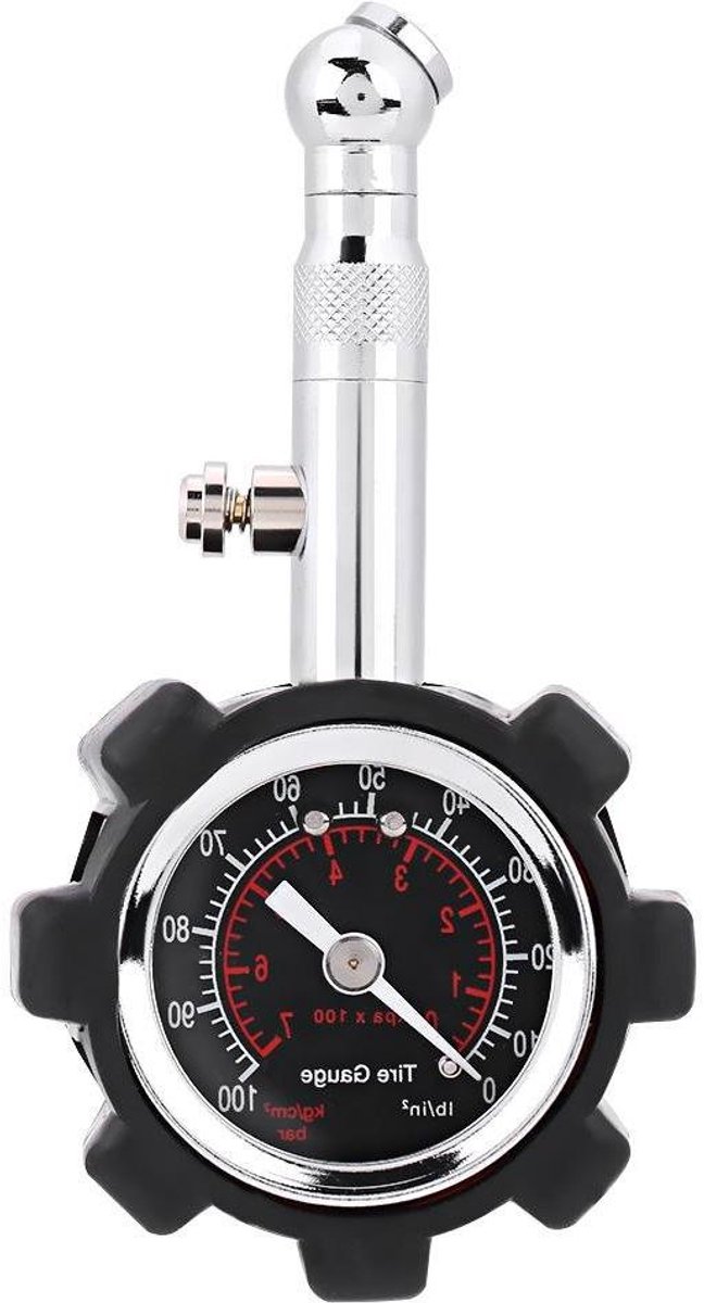 Luchtdrukmeter - Bandenspanningsmeter Bandentester - Bandenspanning Controleren - Duurzame Koperen Kop - 0-100 PSI - Zwart