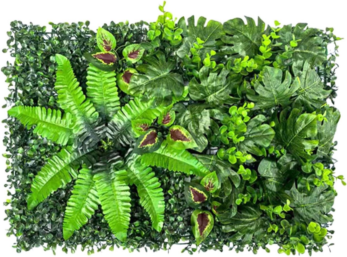Kunstgras Muur Paneel - Kunstplanten Wand Groene Achtergrond - Ruimtes Verfraaien - UV-Bestendig Weerbestendig - 40x60 cm - Groen