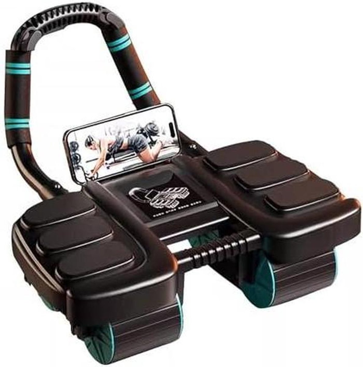 Buikspierroller - Core trainer - Thuis trainen - Automatische rebound - 4 wielen - Zwart