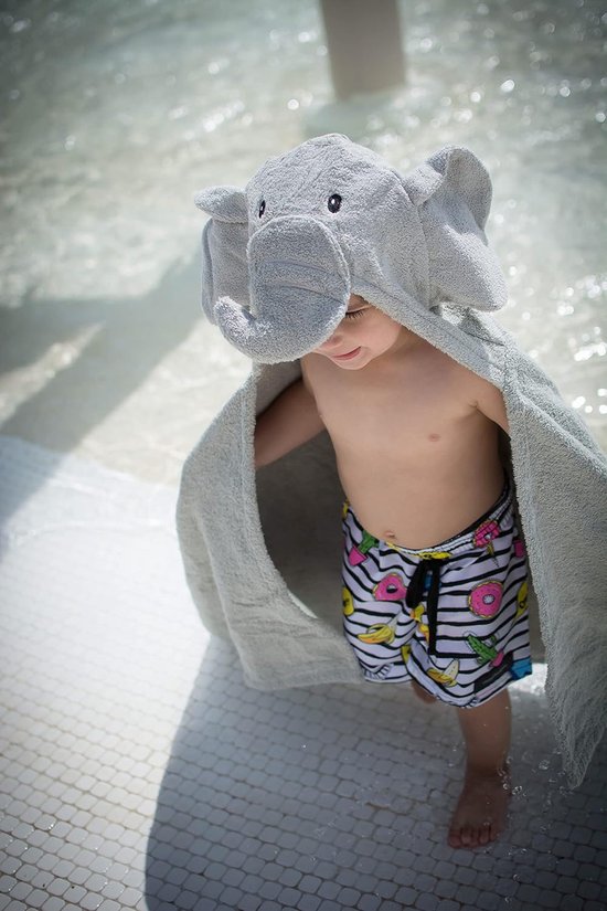 Kinderbadjas met capuchon - Olifant badstof - Na het badderen - Zachte capuchon - Leeftijd 2-8 jaar - Grijs — afbeelding 3