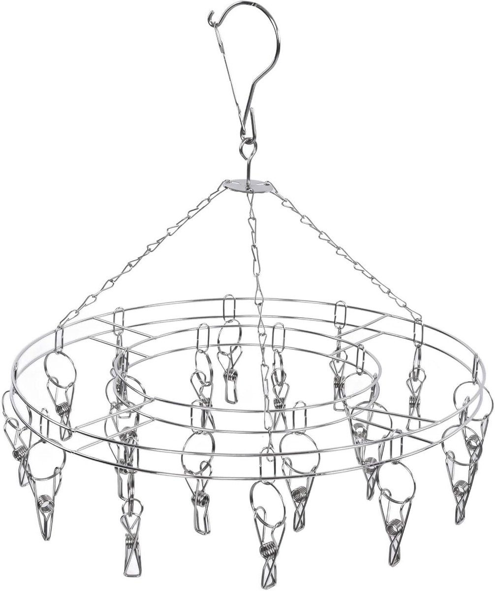 Kledingdrooghanger - Wasrek - Kleding Drogen - 20 Clips - 35 cm diameter - Zilver