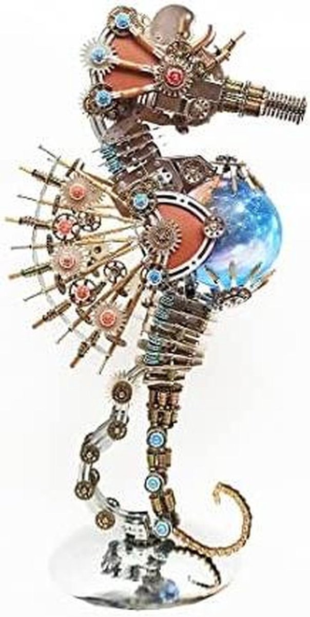 Mechanisch Zeepaard Model - 3D Puzzel - Hobby Bouwen - Met Planeetlamp - 40 cm - Metaal