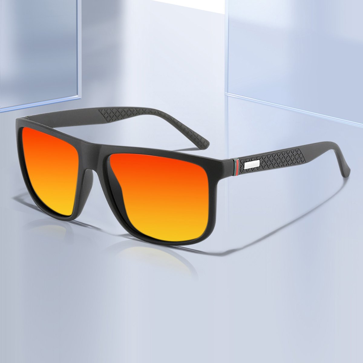 FloraGrace Zonnebrillen - Trendy Unisex Zonnebril Met Polarisatie Lenzen, Anti-UV En Hoogwaardig PC Frame, Rood