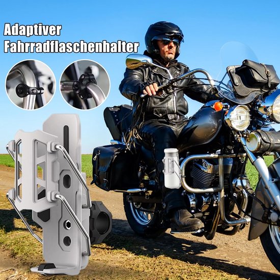 Flessenhouder Fiets - Bidonhouder Motor - Hydratatie Onderweg - 360 Graden Draaibaar - Universele Pasvorm - Grijs — afbeelding 3