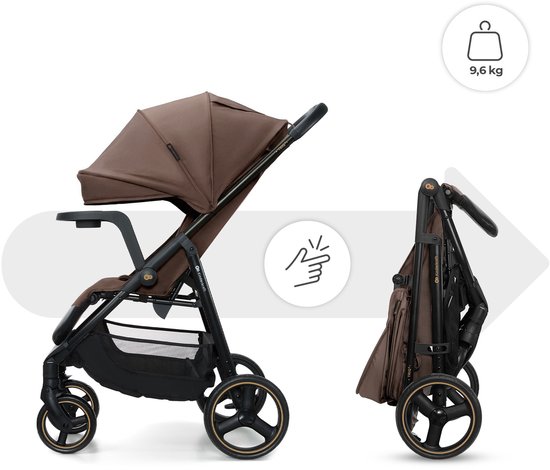 Kinderkraft TRIG 3 - Buggy - Lekvrije wielen met vering - 360° draaibare voorwielen met blokkering - 3-standen voetensteun - Bruin van Kinderkraft — afbeelding 4