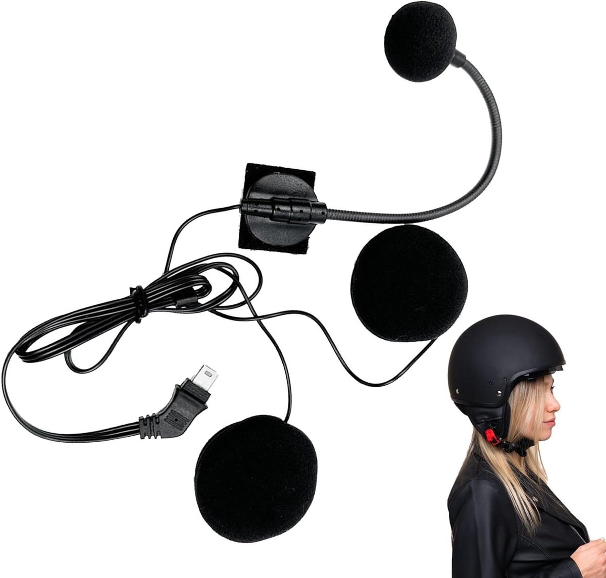 Motorhelm Audio Systeem - Motor Communicatie - Veilig Reizen - Intelligente Ruisonderdrukking - 77 cm draad - Zwart