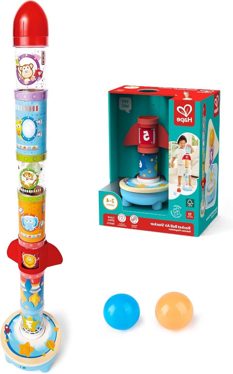 Raket Stapelaar - Motoriek Spel - Ontwikkeling Stimuleren - Met Ventilator - 35.4 inch - Zwart