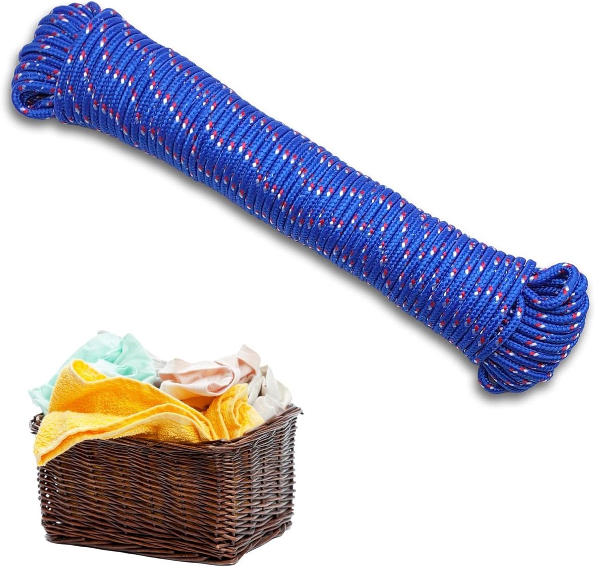 Gekleurde waslijn - Sterk touw - Was ophangen - Vuilafstotend - 20 meter - Blauw