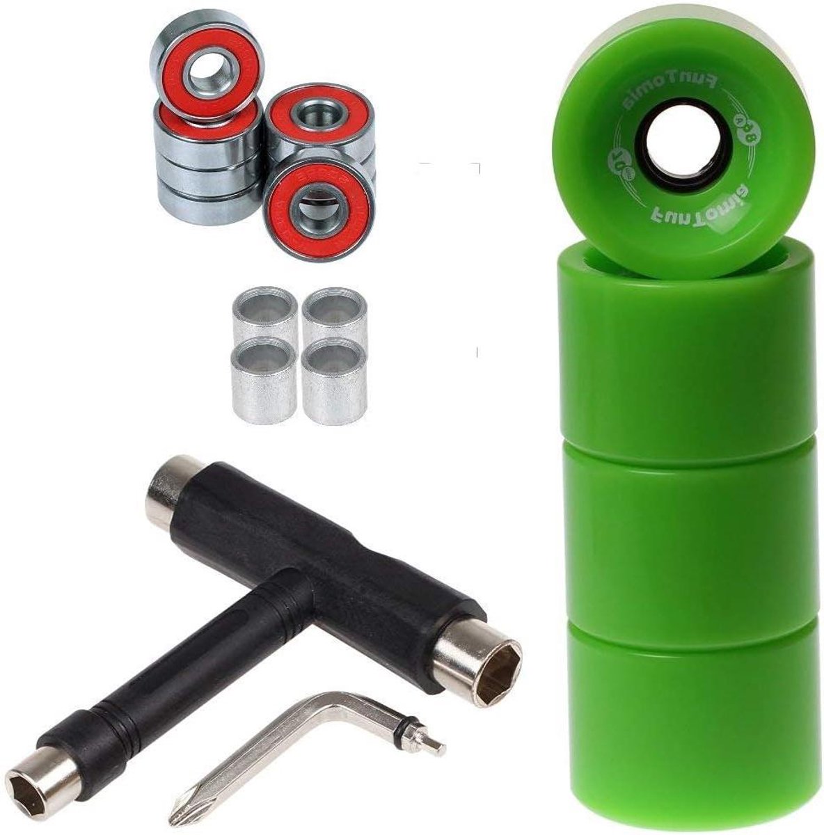 Skateboard wielen Longboard wielen Cruisen en freeriden Incl. T-tool 70x51mm 80A/86A