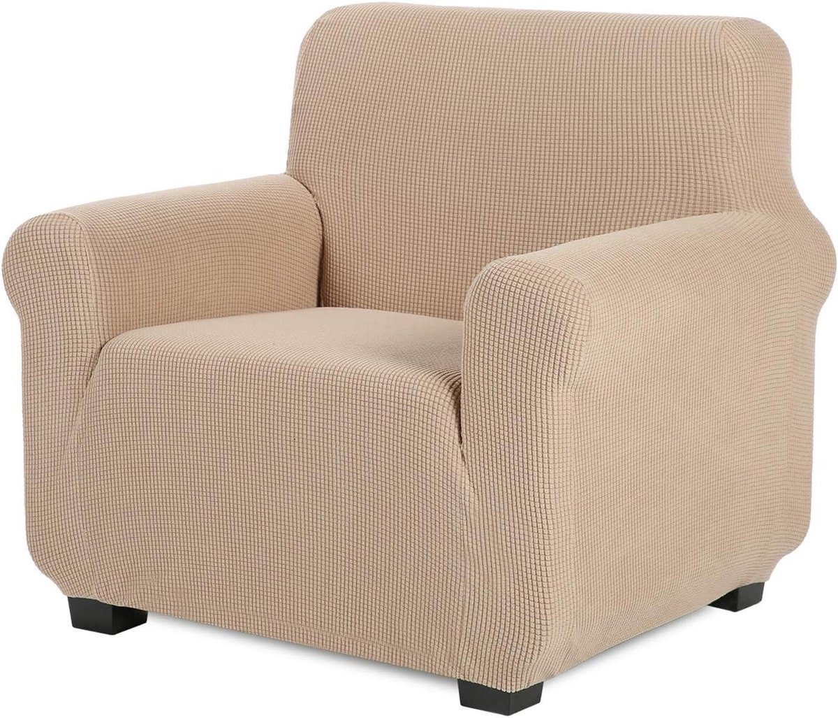 Bankhoes - Meubelbeschermer - Bank Opfrissen - Geruit Jacquard Design - 1-Zits - Zandkleur