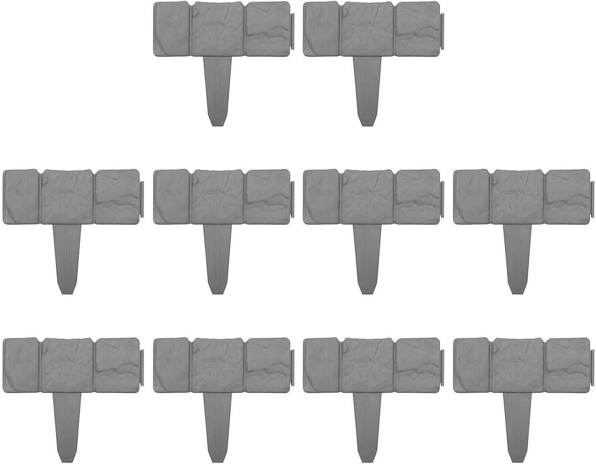 Tuinrand Imitatiesteen - Decoratieve Omheining - Bloembedden Aflijnen - Eenvoudig Te Installeren - 24.5 cm Breed - Grijs