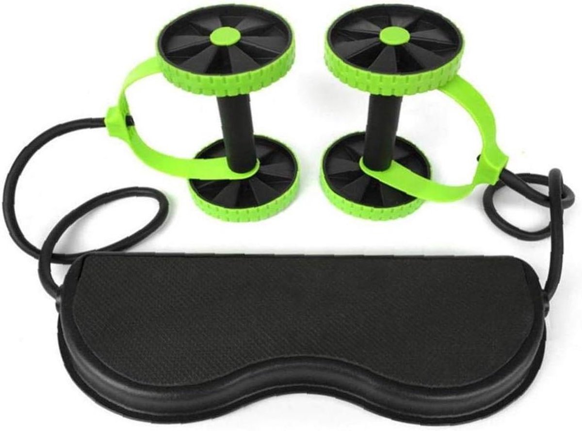 Ab Roller Wiel - Buikspier Trainer - Kracht Training - Inclusief Kniebeschermer - Compact Ontwerp - Groen