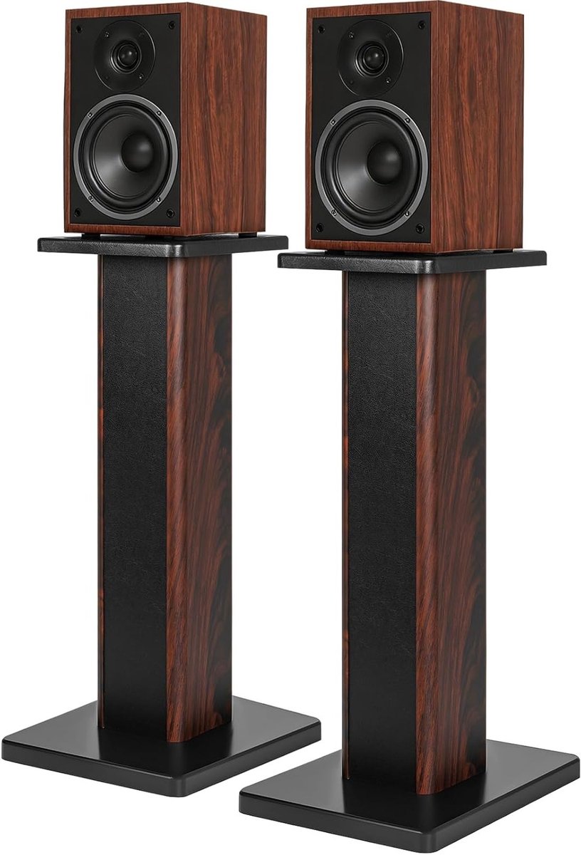 Houten Speakerstands voor Thuisbioscoop, Universele Steunen voor Staande Speakers, Zandgevulde Ontwerp met een Draagcapaciteit van 50kg (60cm)