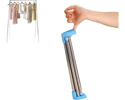Draagbare Reiskledingrek - Opvouwbaar Kledingrek Voor Dans En Camping - Compact Droogrek Met Stabiele Constructie - Lichtgewicht Design Voor Binnen En Buiten - Mini Formaat In blauw Metaal - 1 Stuks Set - Ideaal Voor RV Reizen En Wedstrijden