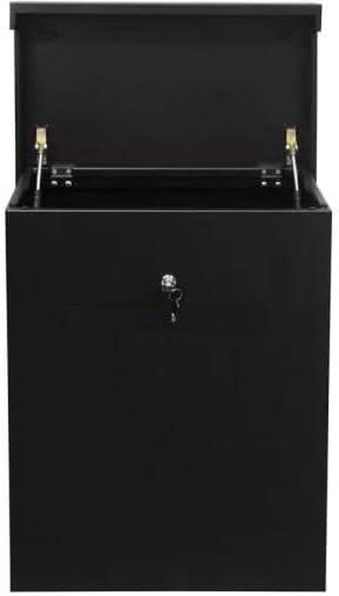 Topbox-XL Pakketbox met Brievenbusklep – Grote Capaciteit, Weerbestendig Staal, Veilig Drukslot, Geschikt voor Post en Pakketten (Stardust Black)