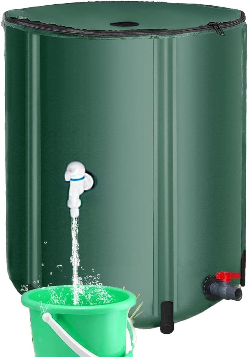 Regenwateropvangvat - Waterton Tuin - Water Besparen - Opvouwbaar PVC - 26 Gallon - Groen