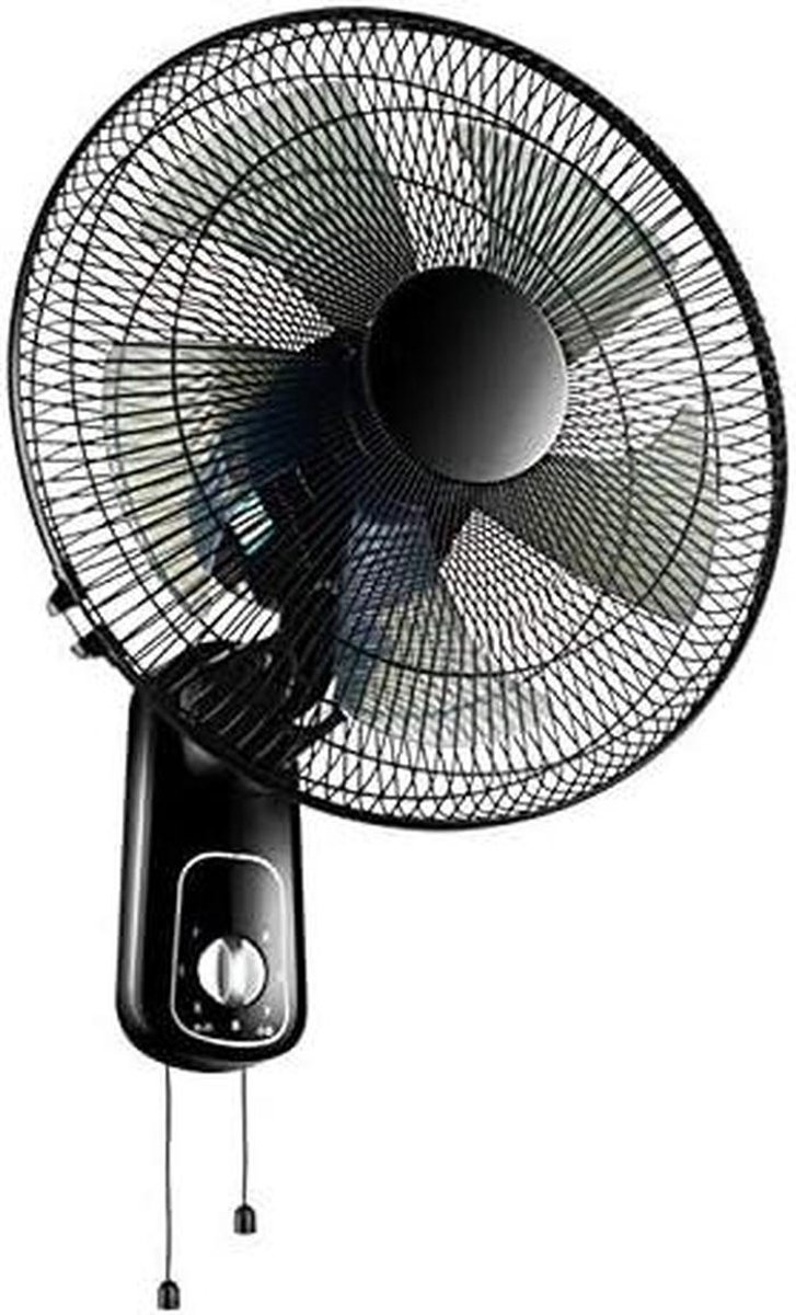 Wandventilator Zwenkbaar - Elektrische Ventilator - Ruimte Koelen - Zes Bladen - 40/45 cm - Zwart