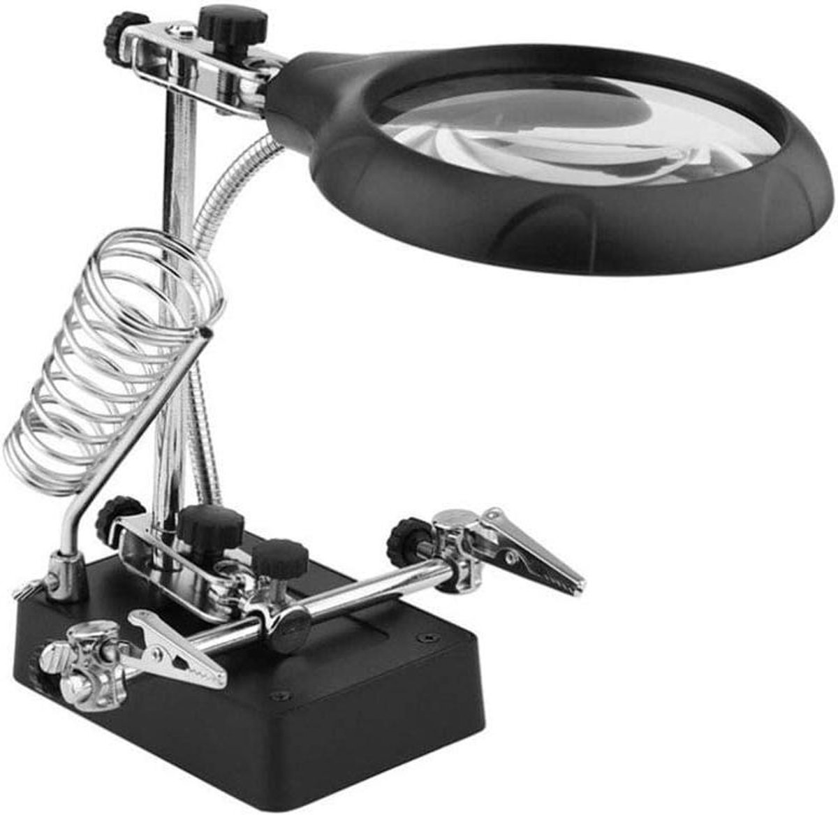 Vergrootglas Lamp - Werkbank Lamp - Precisiewerk Hulp - Verstelbare Clips - 3 Vergrotingen - Zwart