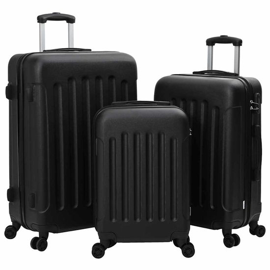 vidaXL Koffer met slot 3 st Zwart 50 × 31 × 78 cm ABS Kunststof